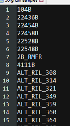 Example of sample list